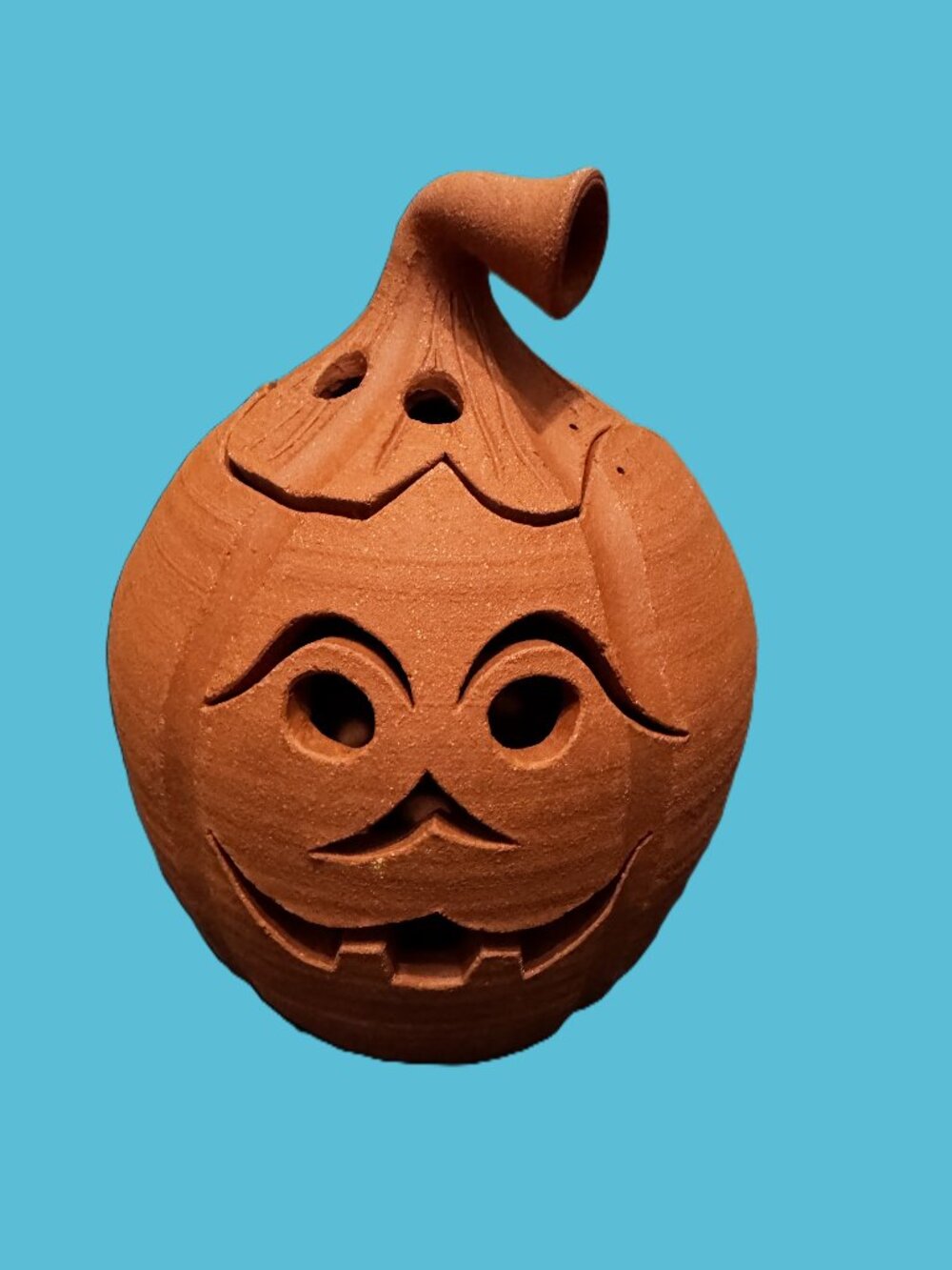 Jack-O’-Lantern Pumpkin Halloween Red Clay Stoneware Pottery Luminaria
